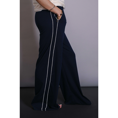 Navy Blue Side Stripes Trousers | Montivo Pakistan