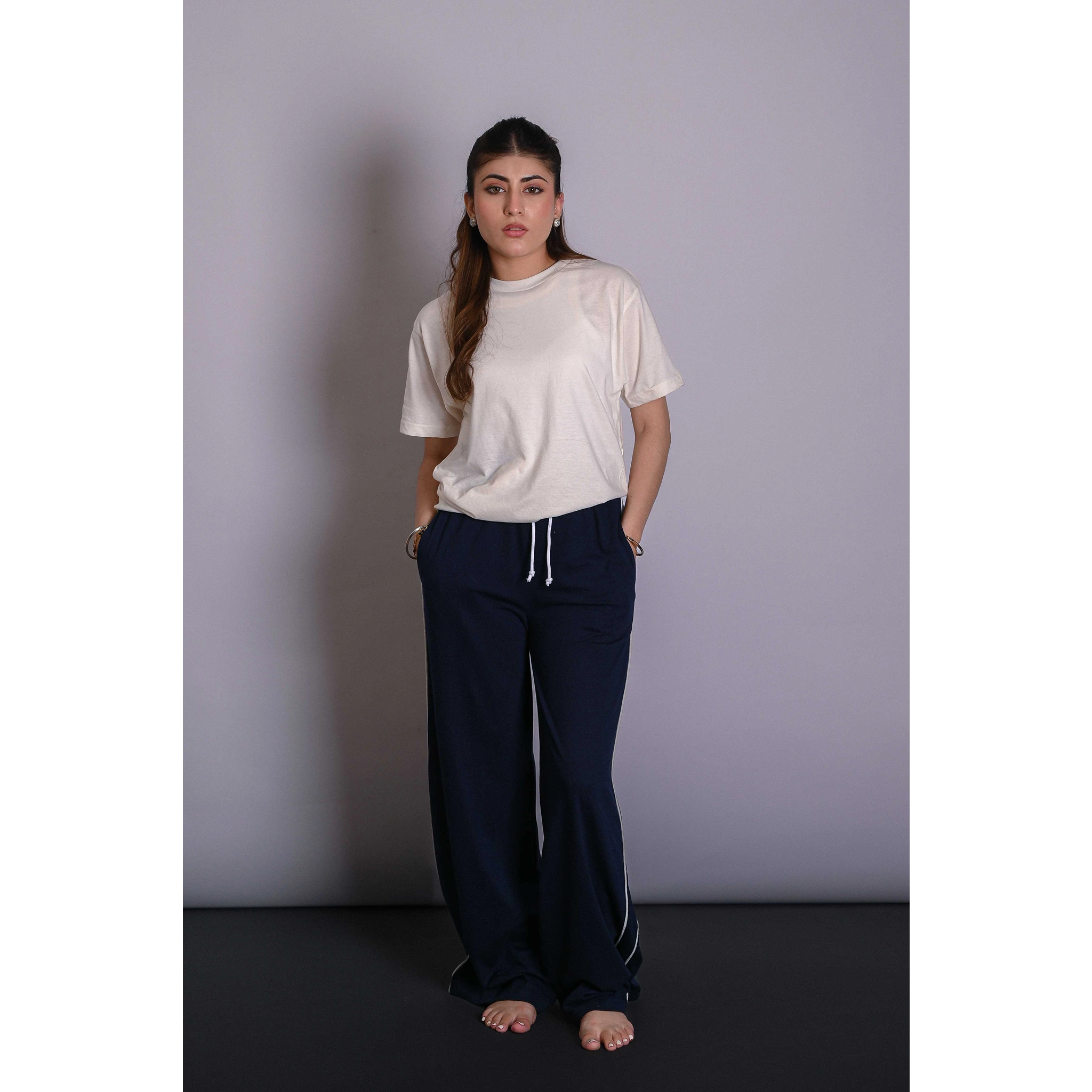 Navy Blue Side Stripes Trousers | Montivo Pakistan