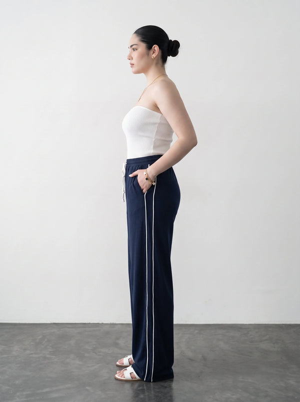 Navy Blue Side Stripes Trousers | Montivo Pakistan
