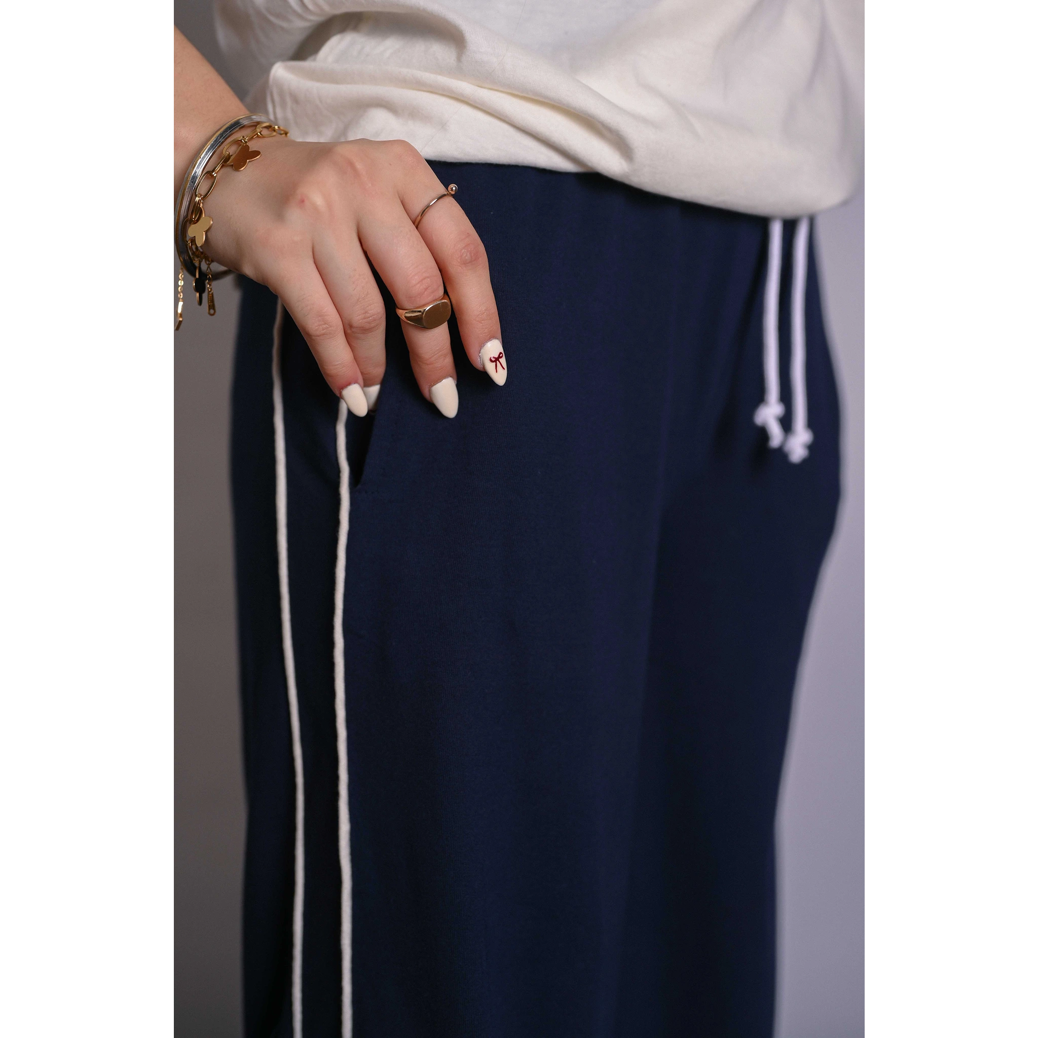 Navy Blue Side Stripes Trousers | Montivo Pakistan