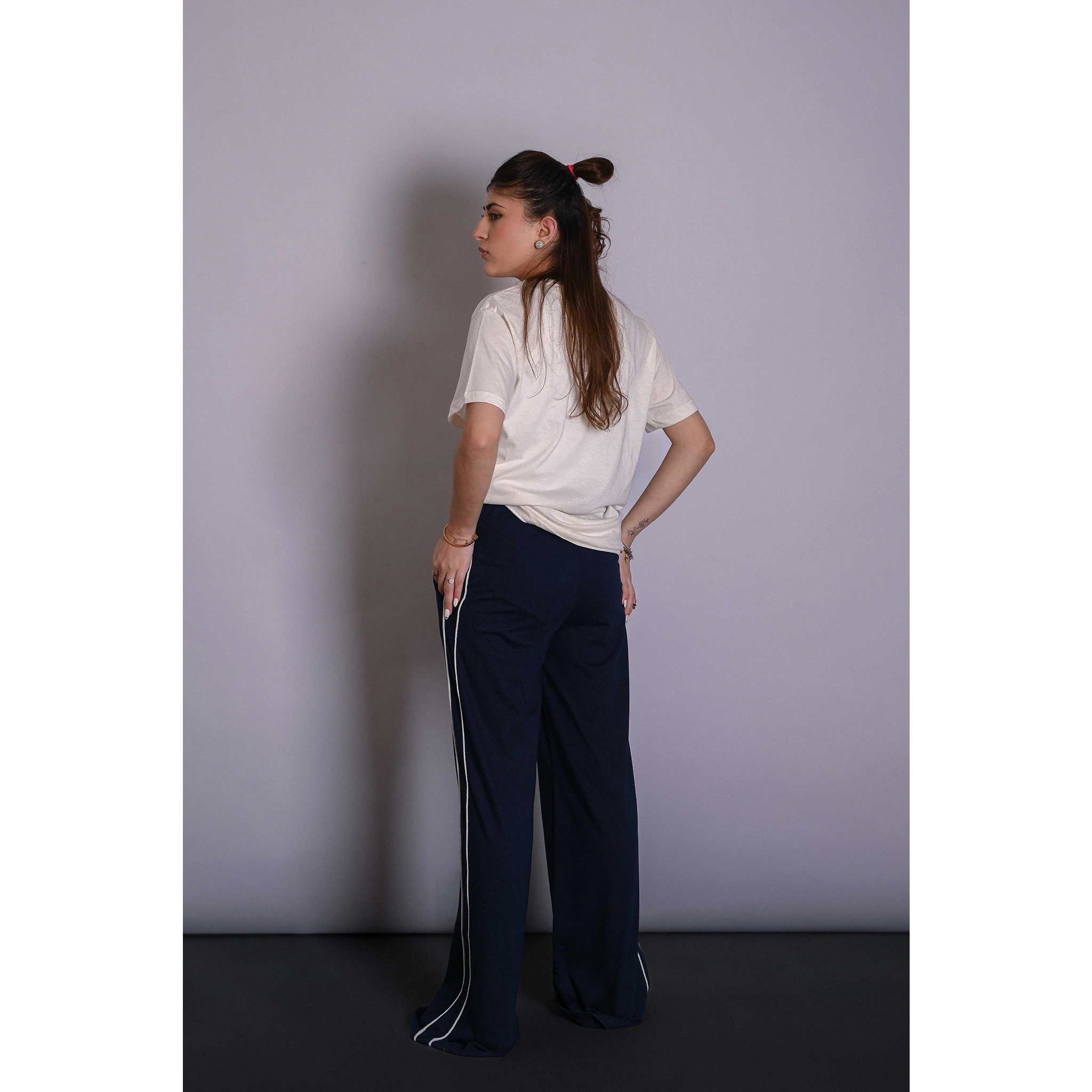 Navy Blue Side Stripes Trousers | Montivo Pakistan