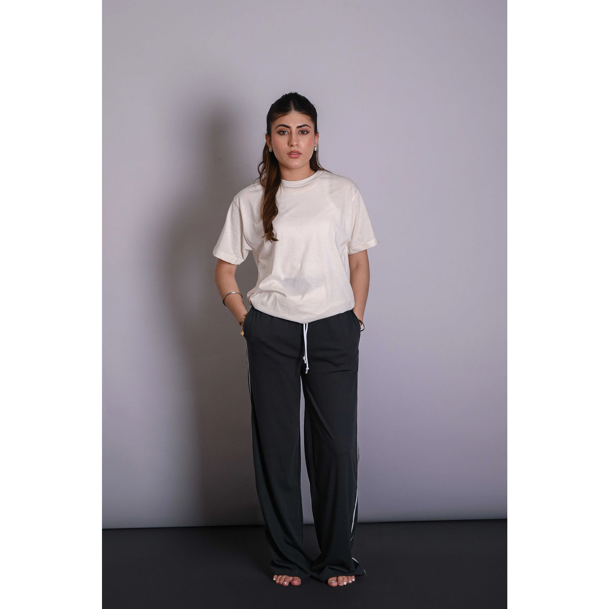Steel Grey Side Stripes Trousers | Montivo Pakistan