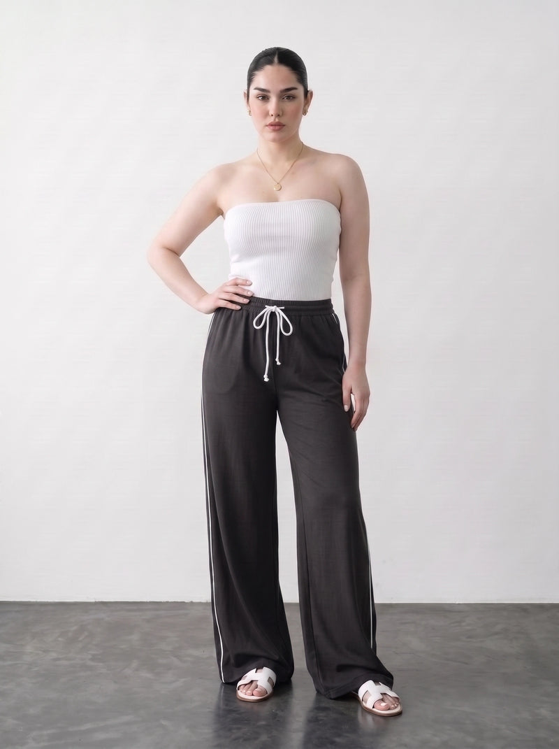 Steel Grey Side Stripes Trousers | Montivo Pakistan