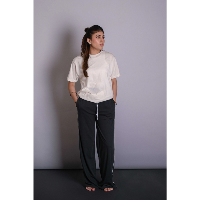 Steel Grey Side Stripes Trousers | Montivo Pakistan