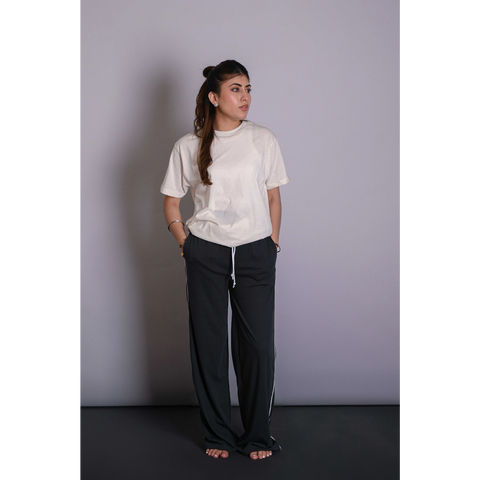 Steel Grey Side Stripes Trousers | Montivo Pakistan