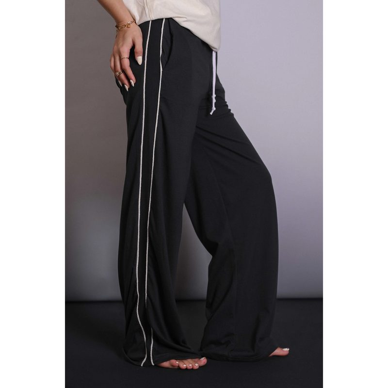 Steel Grey Side Stripes Trousers | Montivo Pakistan