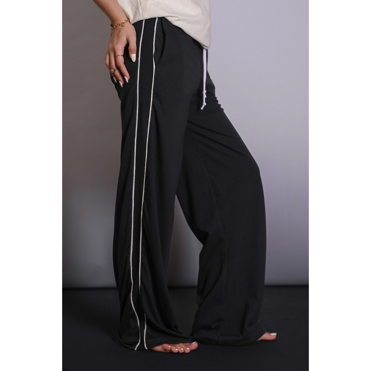Steel Grey Side Stripes Trousers | Montivo Pakistan