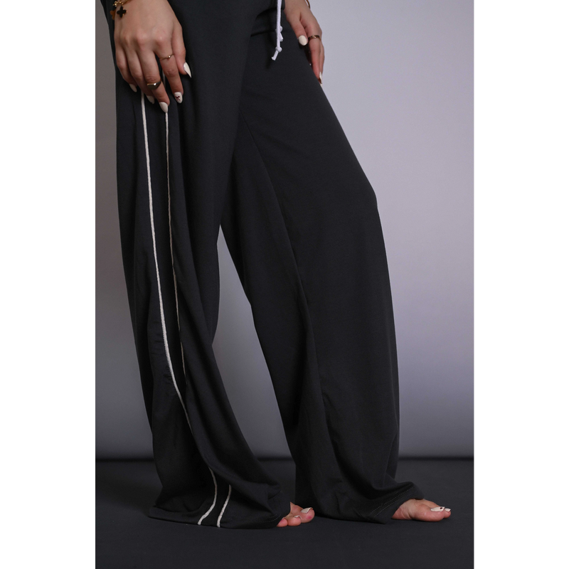 Steel Grey Side Stripes Trousers | Montivo Pakistan
