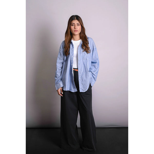 Blue Linen Oversized Shirt | Montivo Pakistan