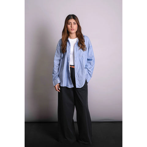 Blue Linen Oversized Shirt | Montivo Pakistan