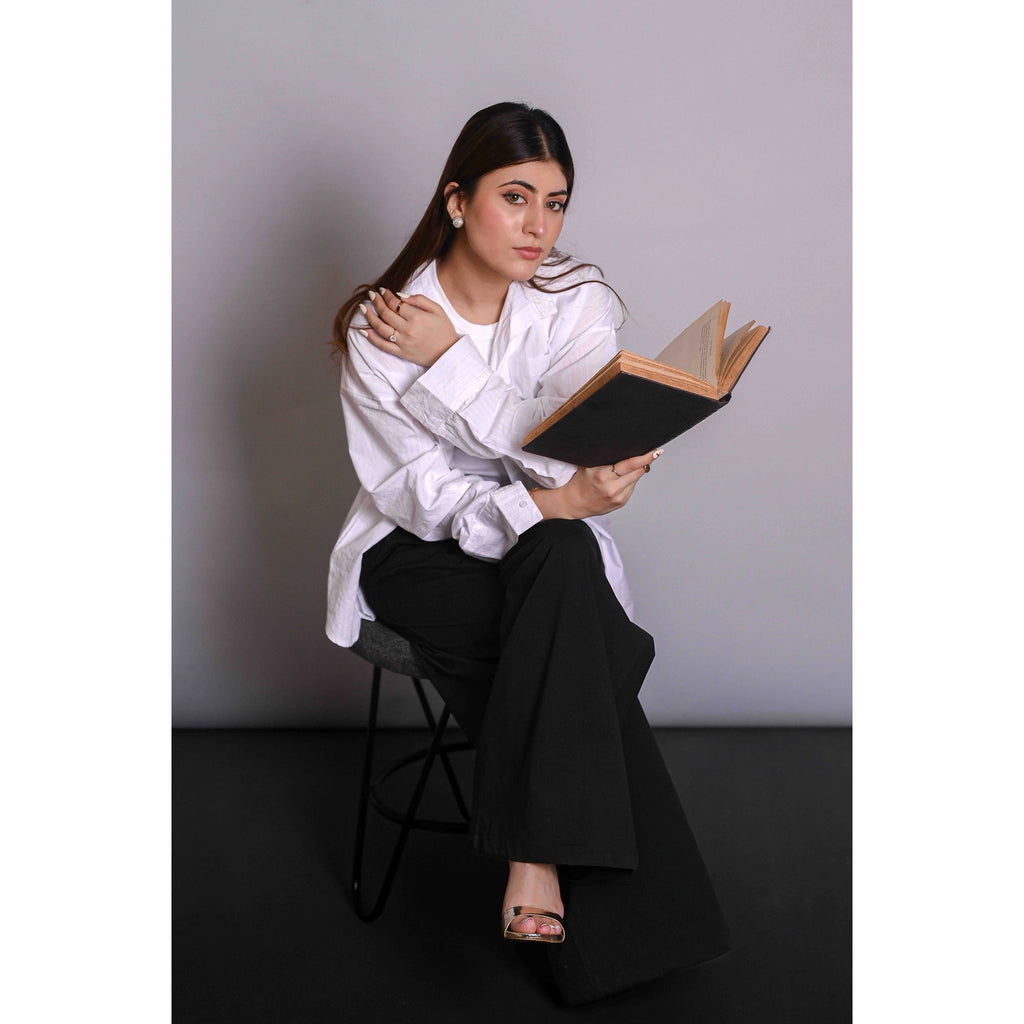 White Textured Oversized Shirt