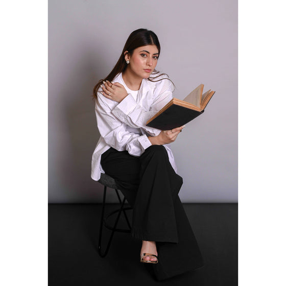 White Textured Oversized Shirt | Montivo Pakistan