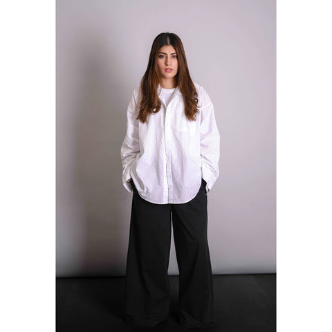 White Textured Oversized Shirt | Montivo Pakistan