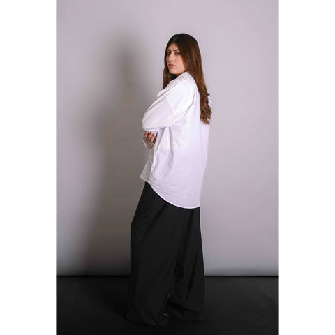 White Textured Oversized Shirt | Montivo Pakistan