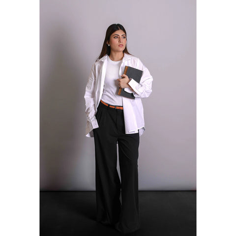 White Textured Oversized Shirt | Montivo Pakistan