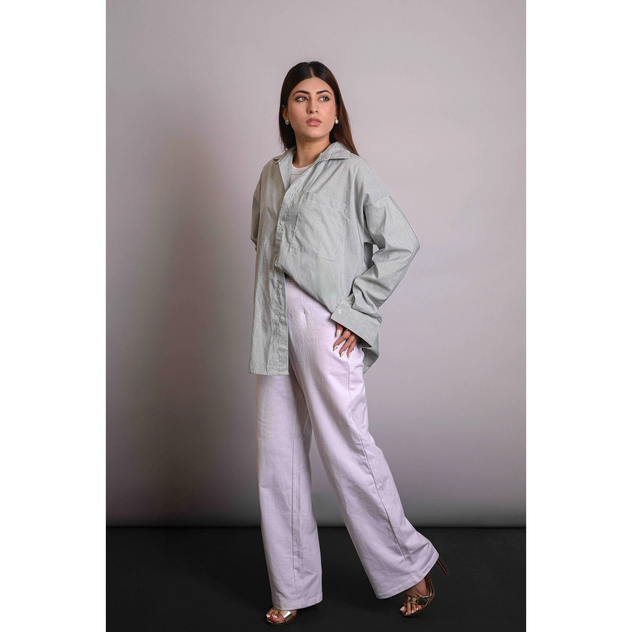 Green Stripes Oversized Shirt | Montivo Pakistan