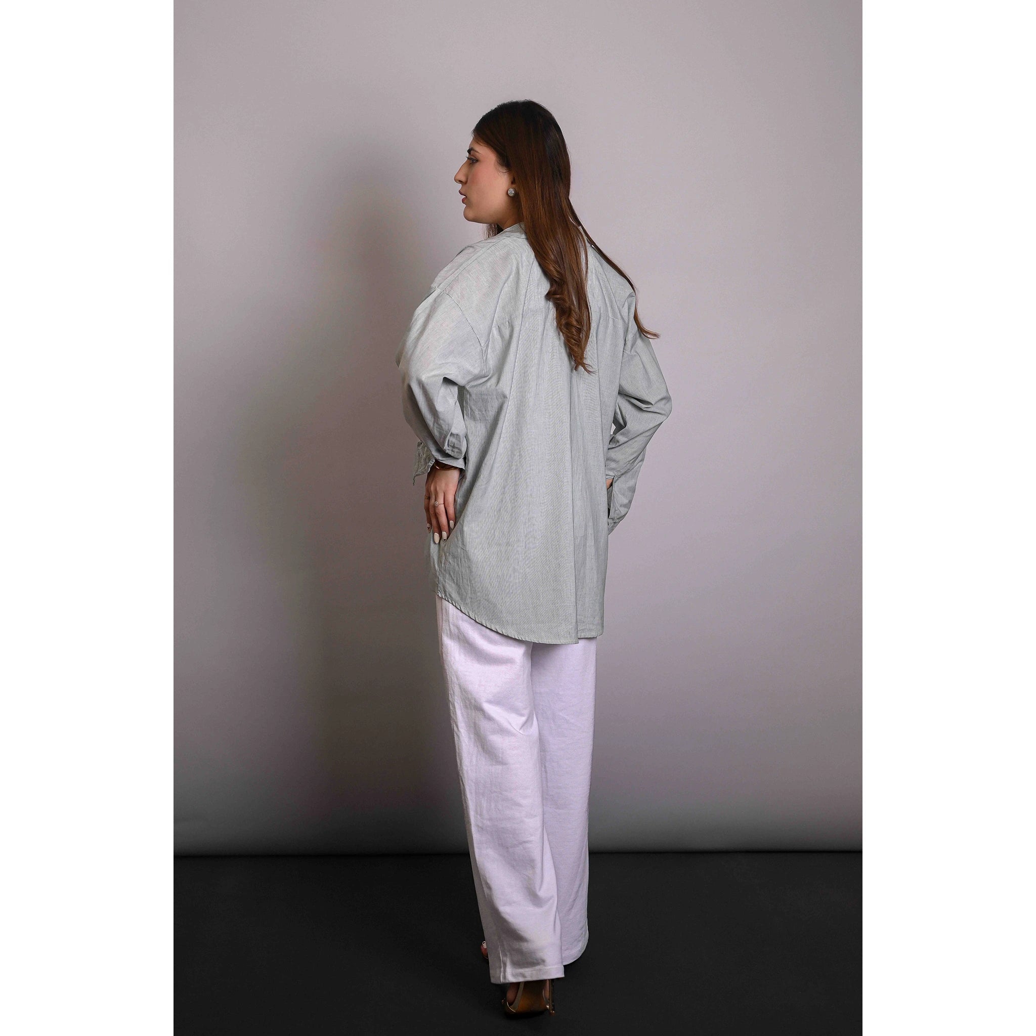 Green Stripes Oversized Shirt | Montivo Pakistan
