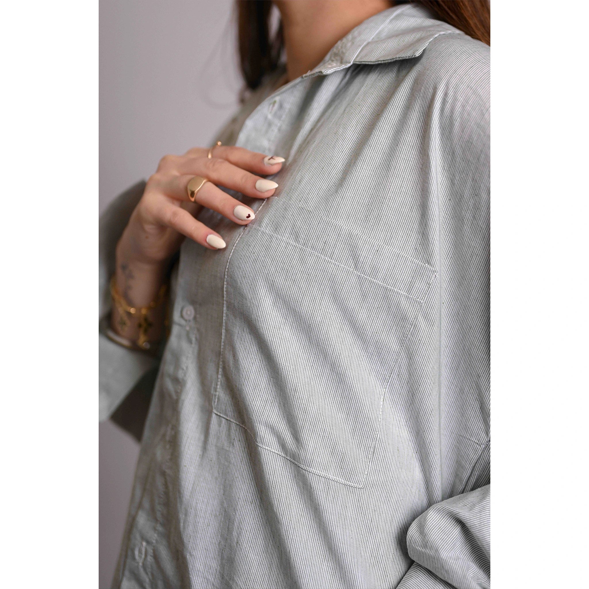 Green Stripes Oversized Shirt | Montivo Pakistan