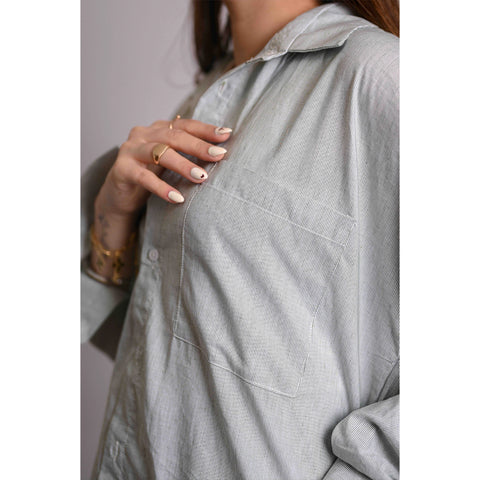 Green Stripes Oversized Shirt | Montivo Pakistan