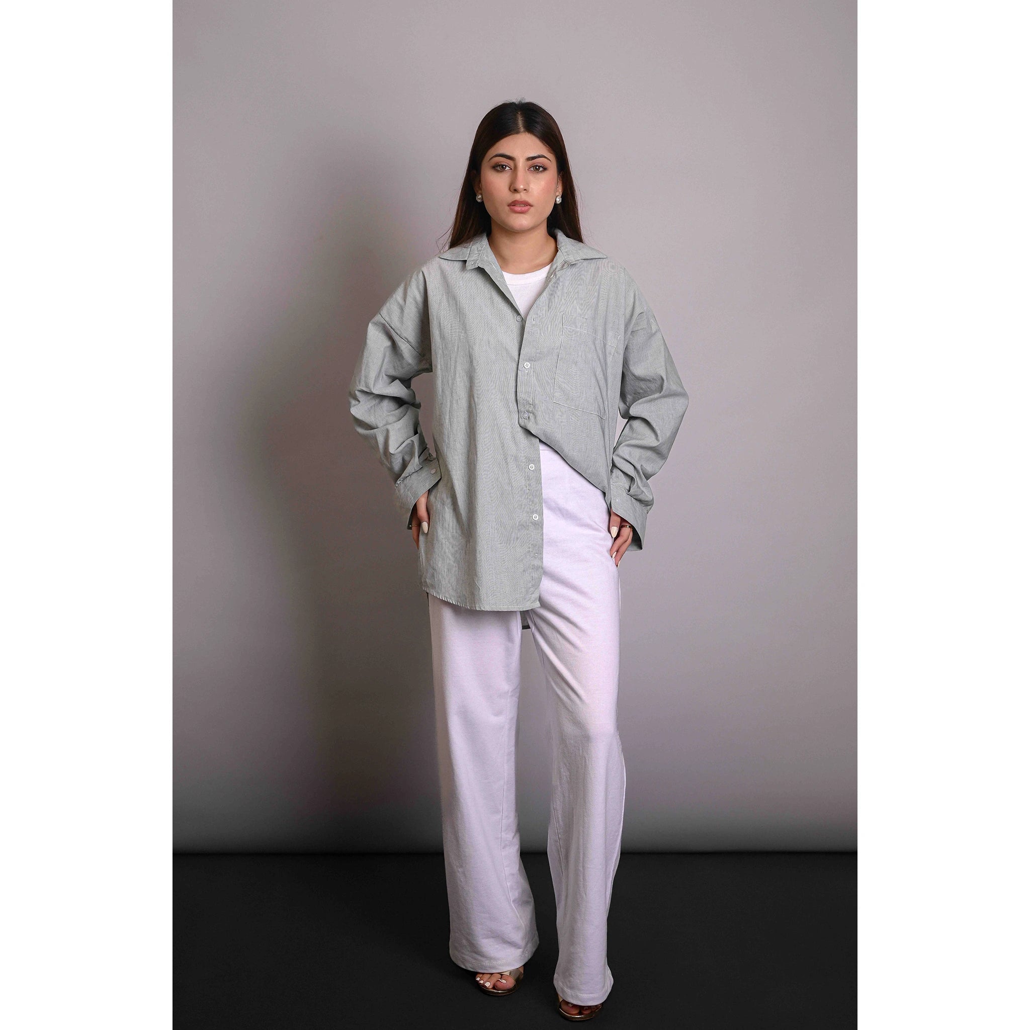 Green Stripes Oversized Shirt | Montivo Pakistan