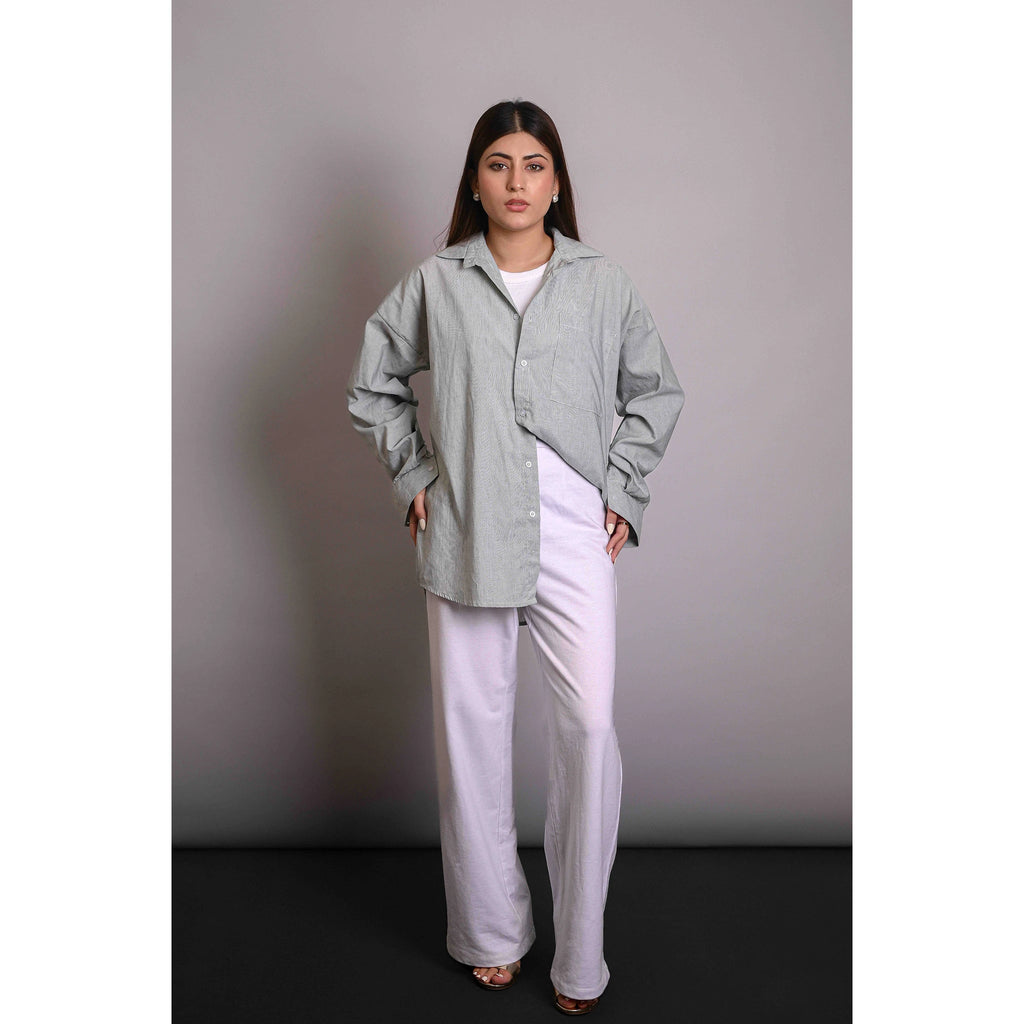Green Stripes Oversized Shirt