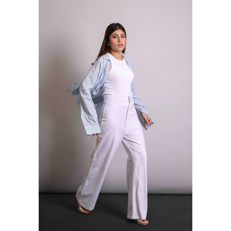 Light Blue Crinkle Stripes Oversized Shirt | Montivo Pakistan