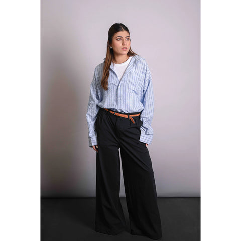 Blue Two Tone Stripes Oversized Shirt | Montivo Pakistan