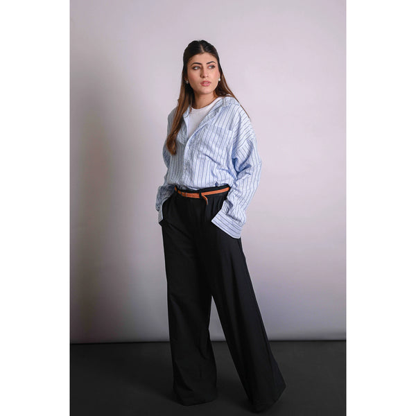 Blue Two Tone Stripes Oversized Shirt | Montivo Pakistan