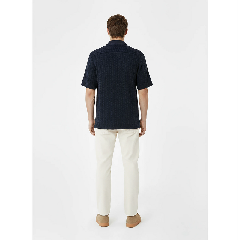 Blue Cable Knit Cuban Shirt | Montivo Pakistan