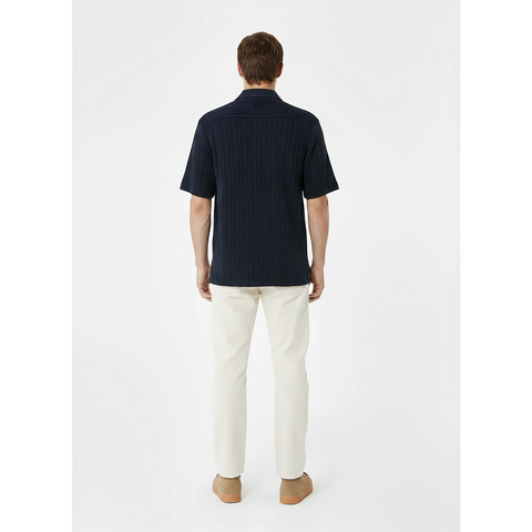 Blue Cable Knit Cuban Shirt | Montivo Pakistan