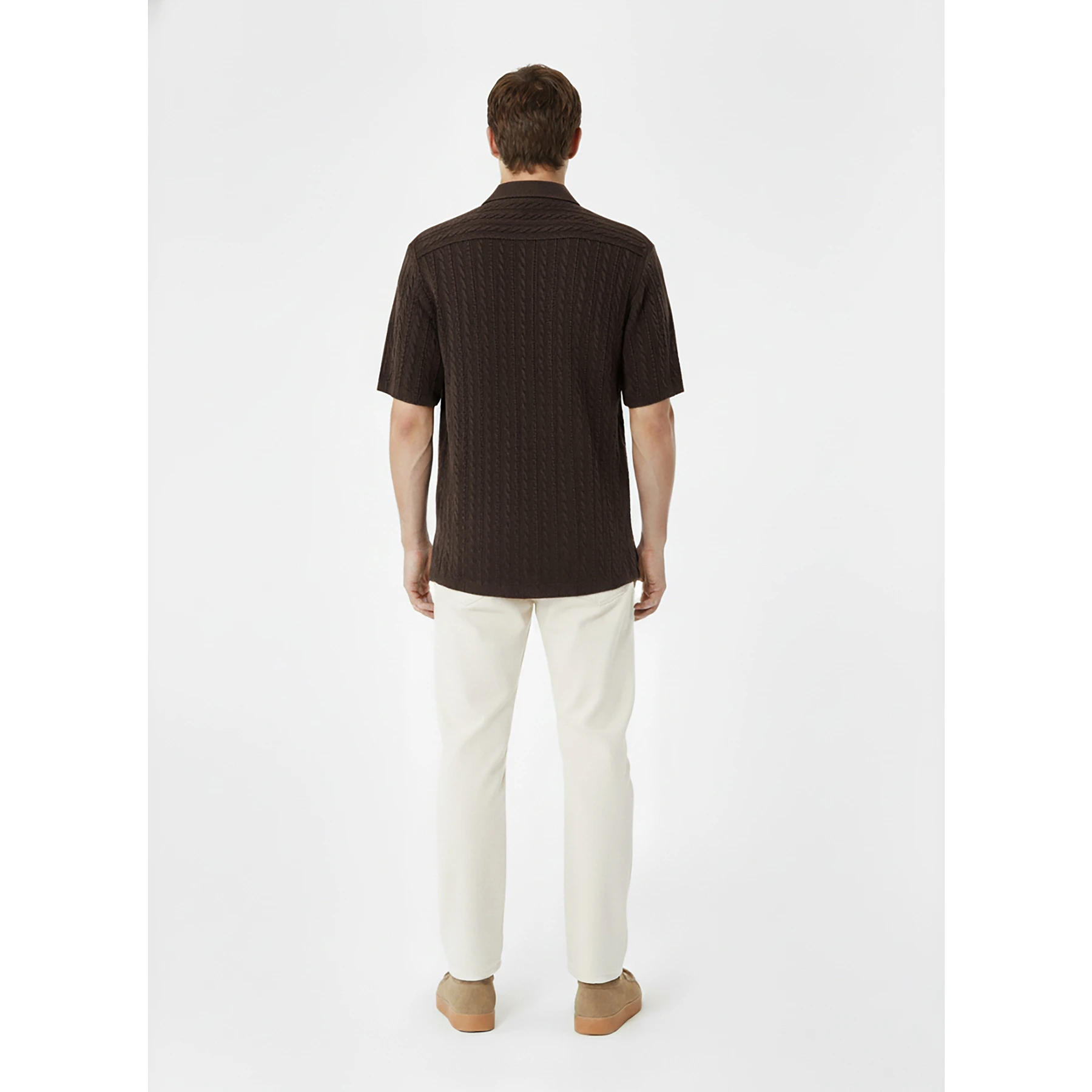 Brown Cable Knit Cuban Shirt | Montivo Pakistan