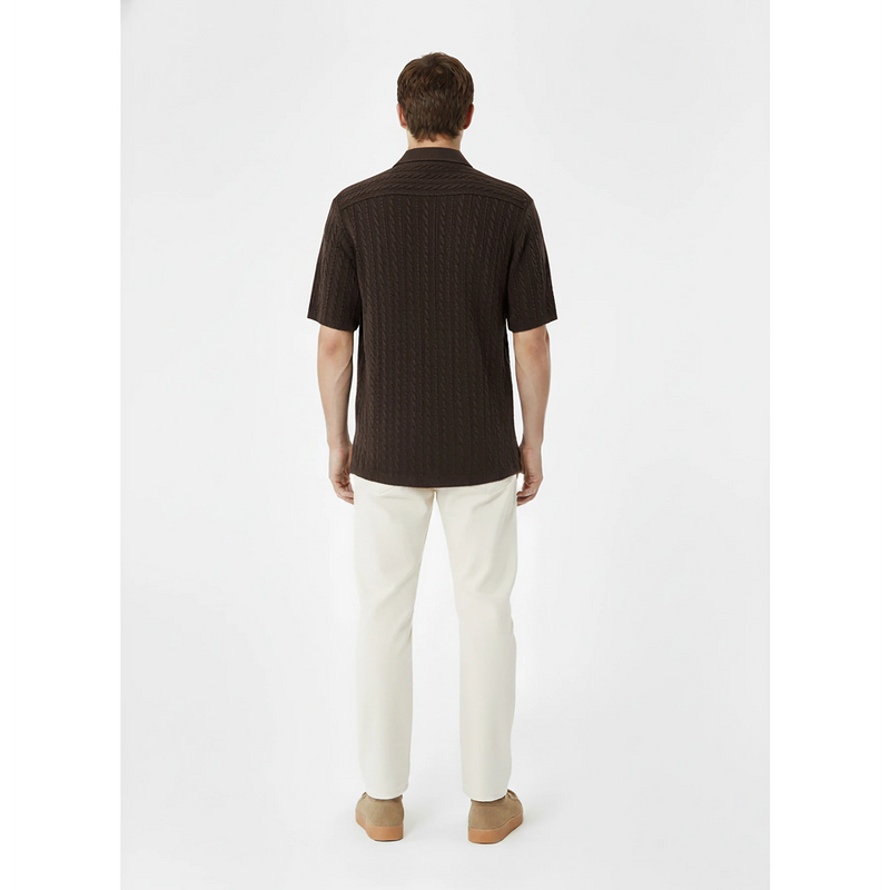 Brown Cable Knit Cuban Shirt | Montivo Pakistan