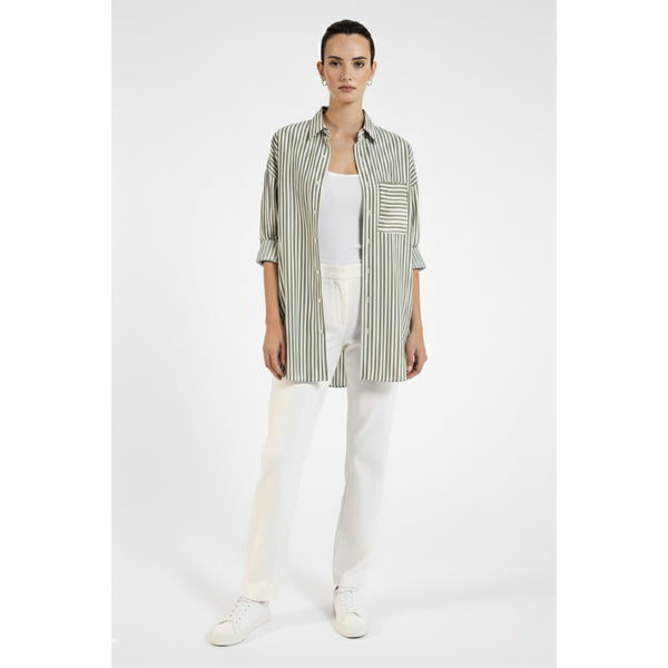 Green Stripes Oversized Shirt