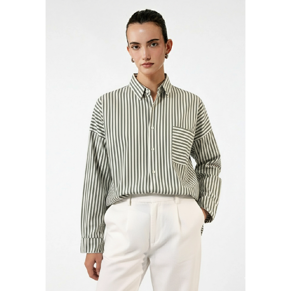 Green Stripes Oversized Shirt | Montivo Pakistan