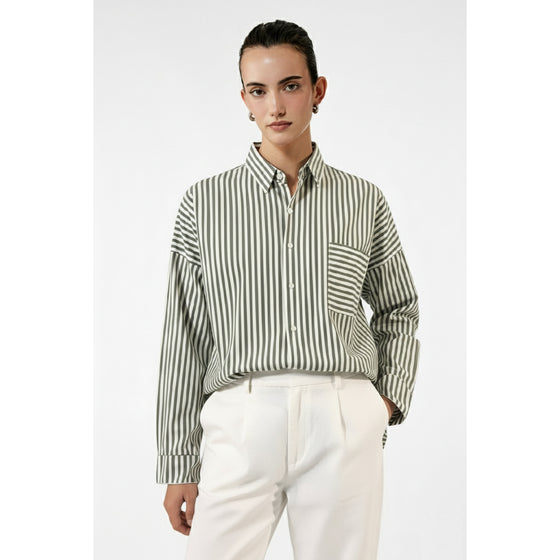Green Stripes Oversized Shirt | Montivo Pakistan