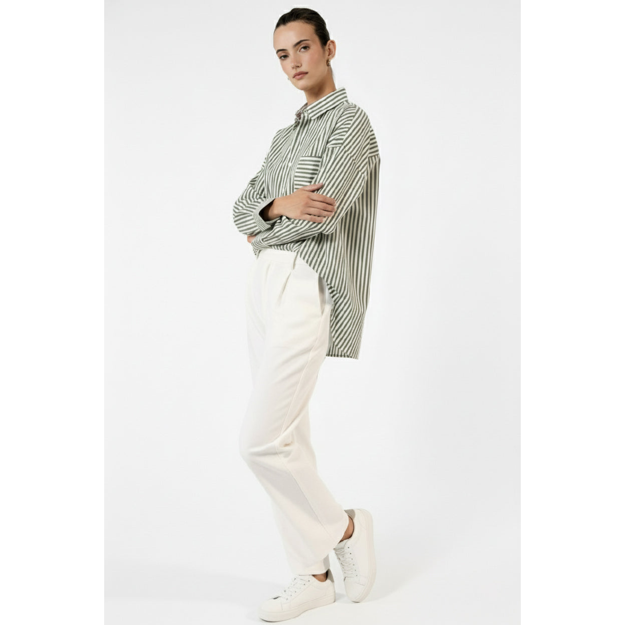 Green Stripes Oversized Shirt | Montivo Pakistan