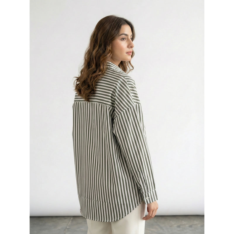 Green Stripes Oversized Shirt | Montivo Pakistan