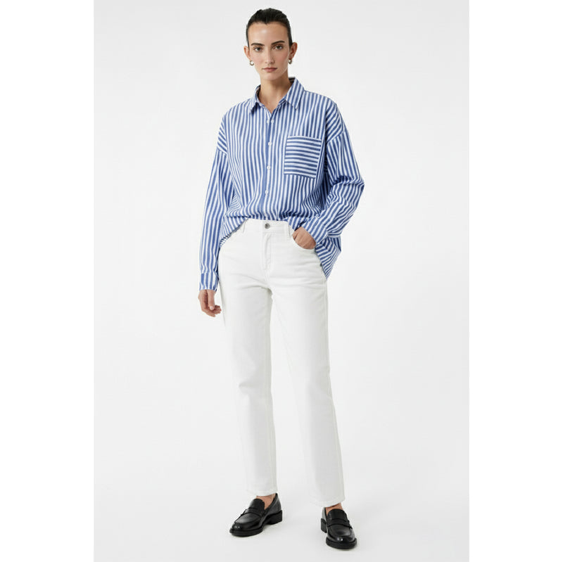 Royal Blue Stripes Oversized Shirt | Montivo Pakistan