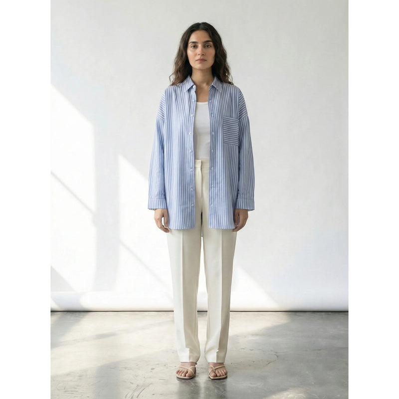 Blue Stripes Oversized Shirt | Montivo Pakistan