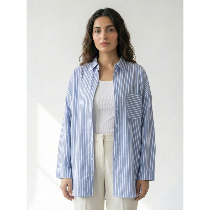 Blue Stripes Oversized Shirt | Montivo Pakistan