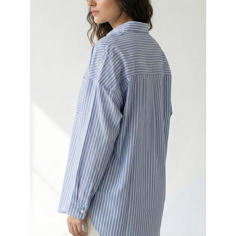 Blue Stripes Oversized Shirt | Montivo Pakistan