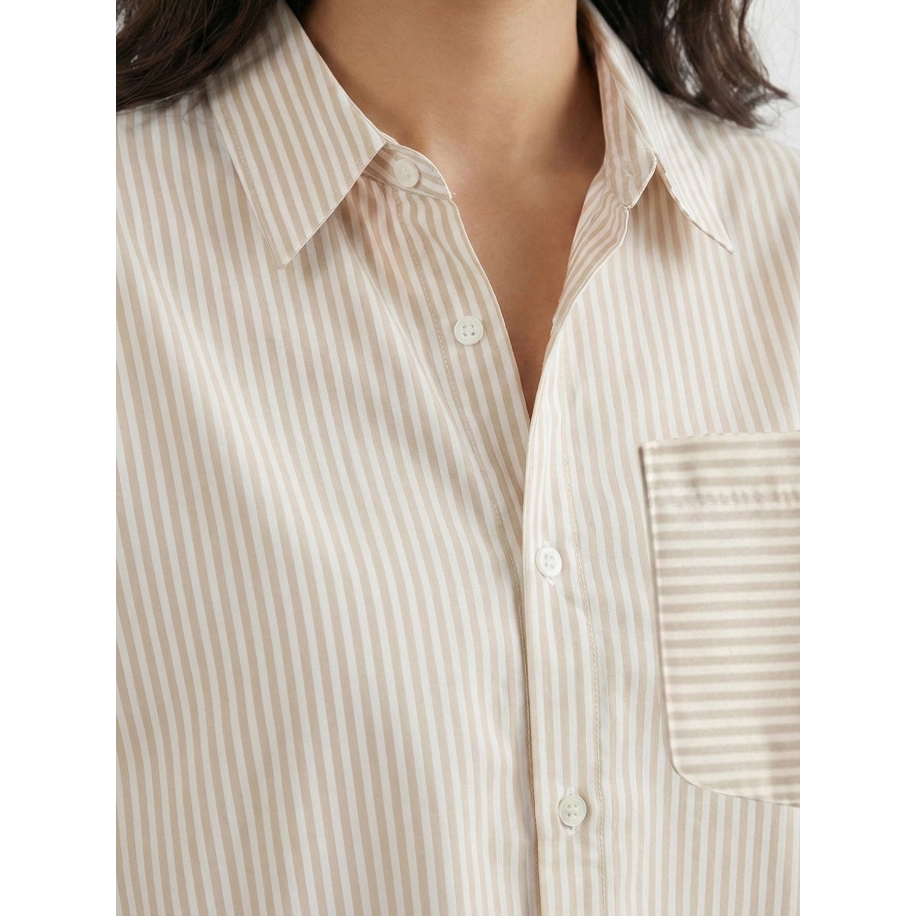 Beige Stripes Oversized Shirt | Montivo Pakistan