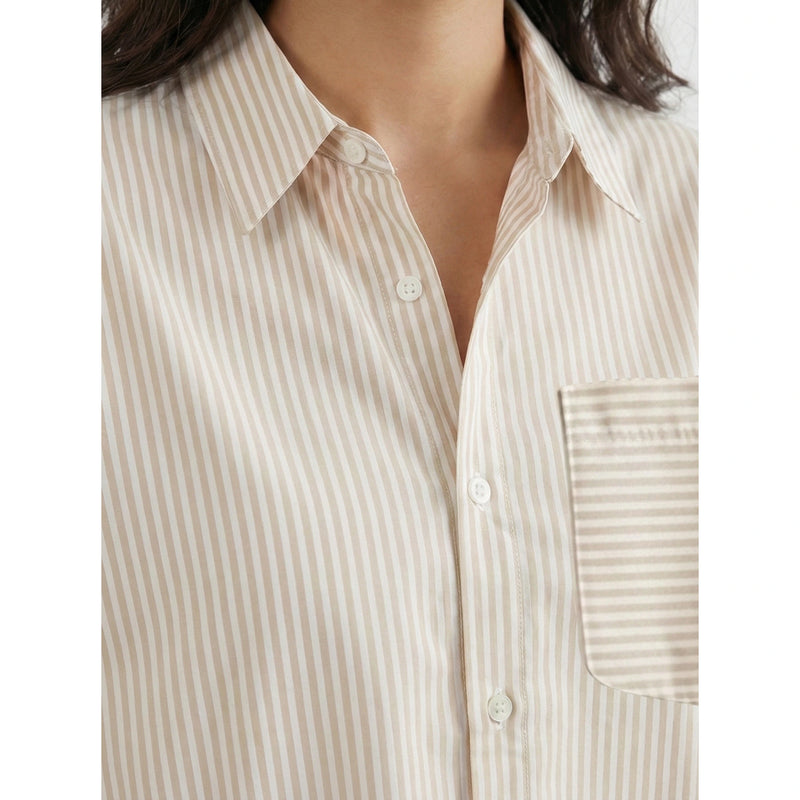 Beige Stripes Oversized Shirt | Montivo Pakistan
