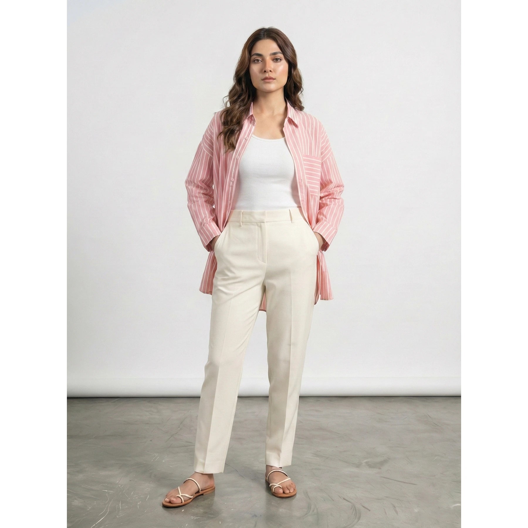 Pink Stripes Oversized Shirt | Montivo Pakistan