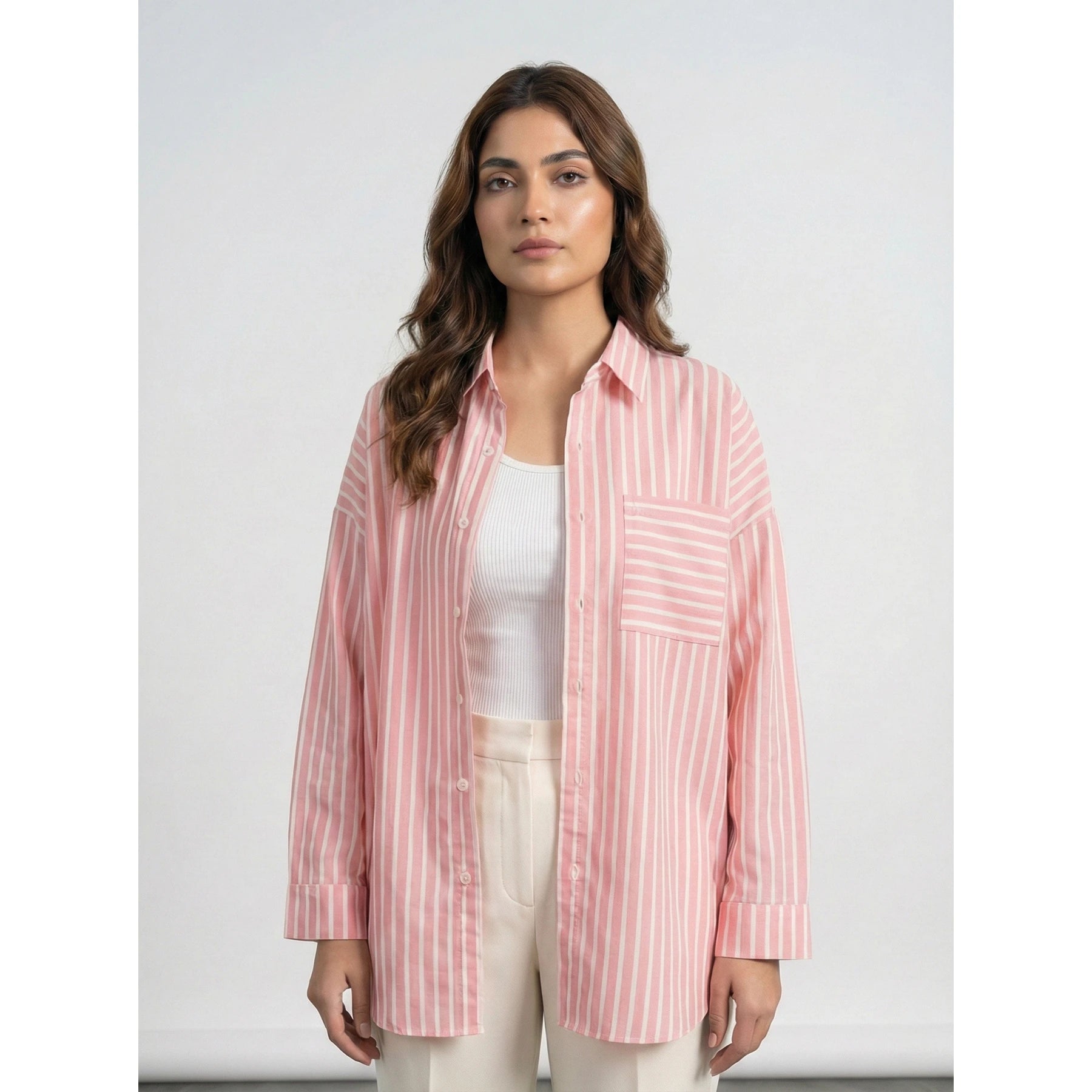 Pink Stripes Oversized Shirt | Montivo Pakistan