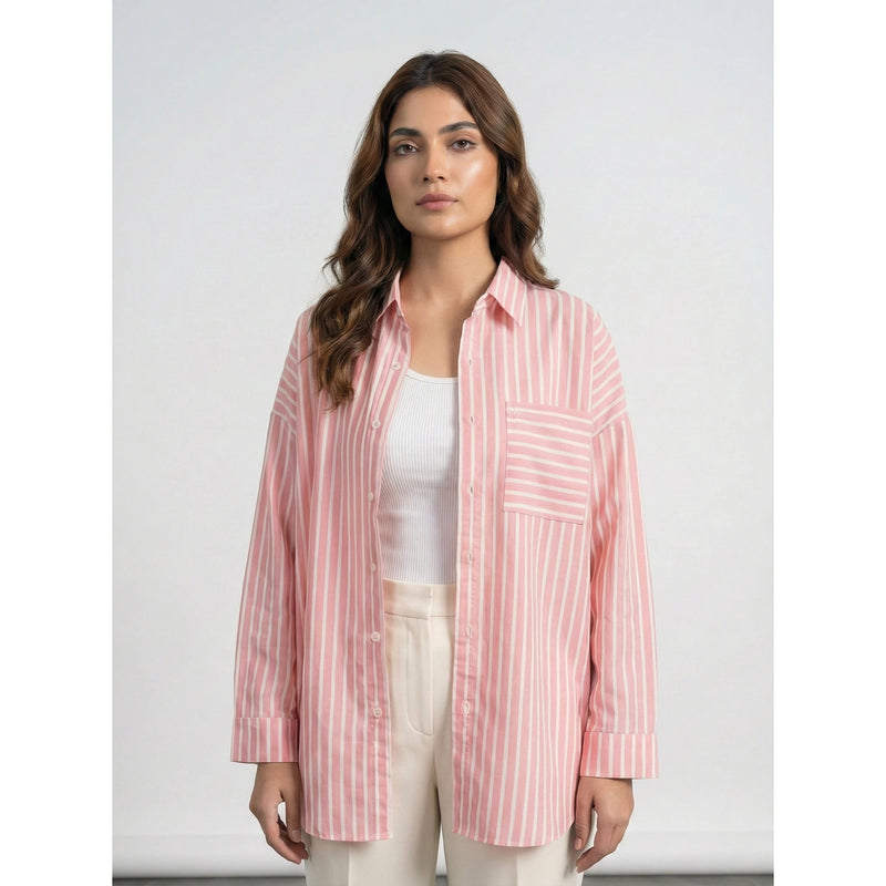 Pink Stripes Oversized Shirt | Montivo Pakistan