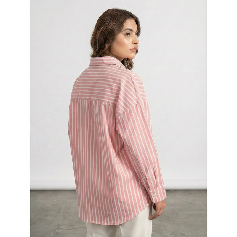 Pink Stripes Oversized Shirt | Montivo Pakistan