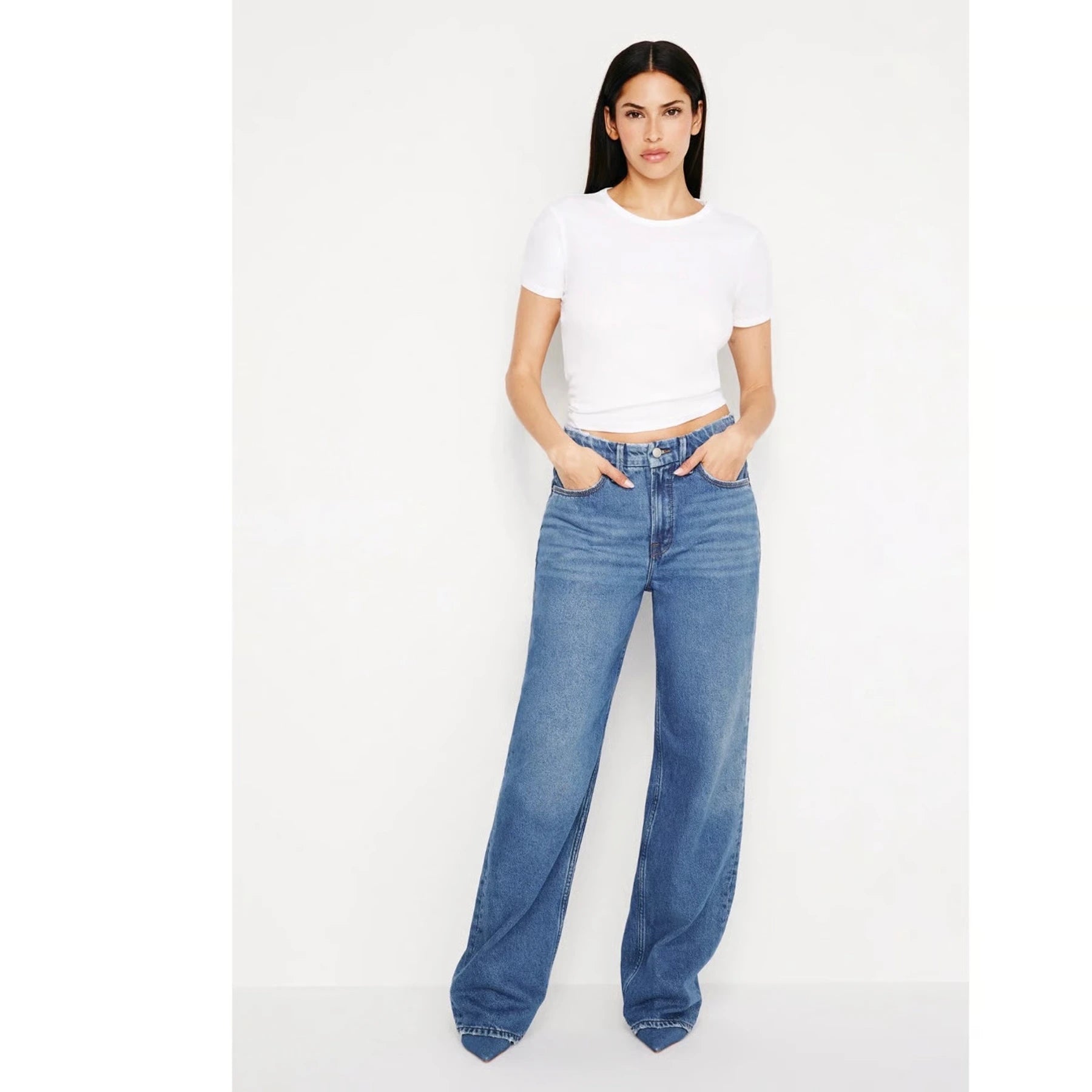 Mid Blue 90's Relaxed Wide Leg Jeans | Montivo Pakistan