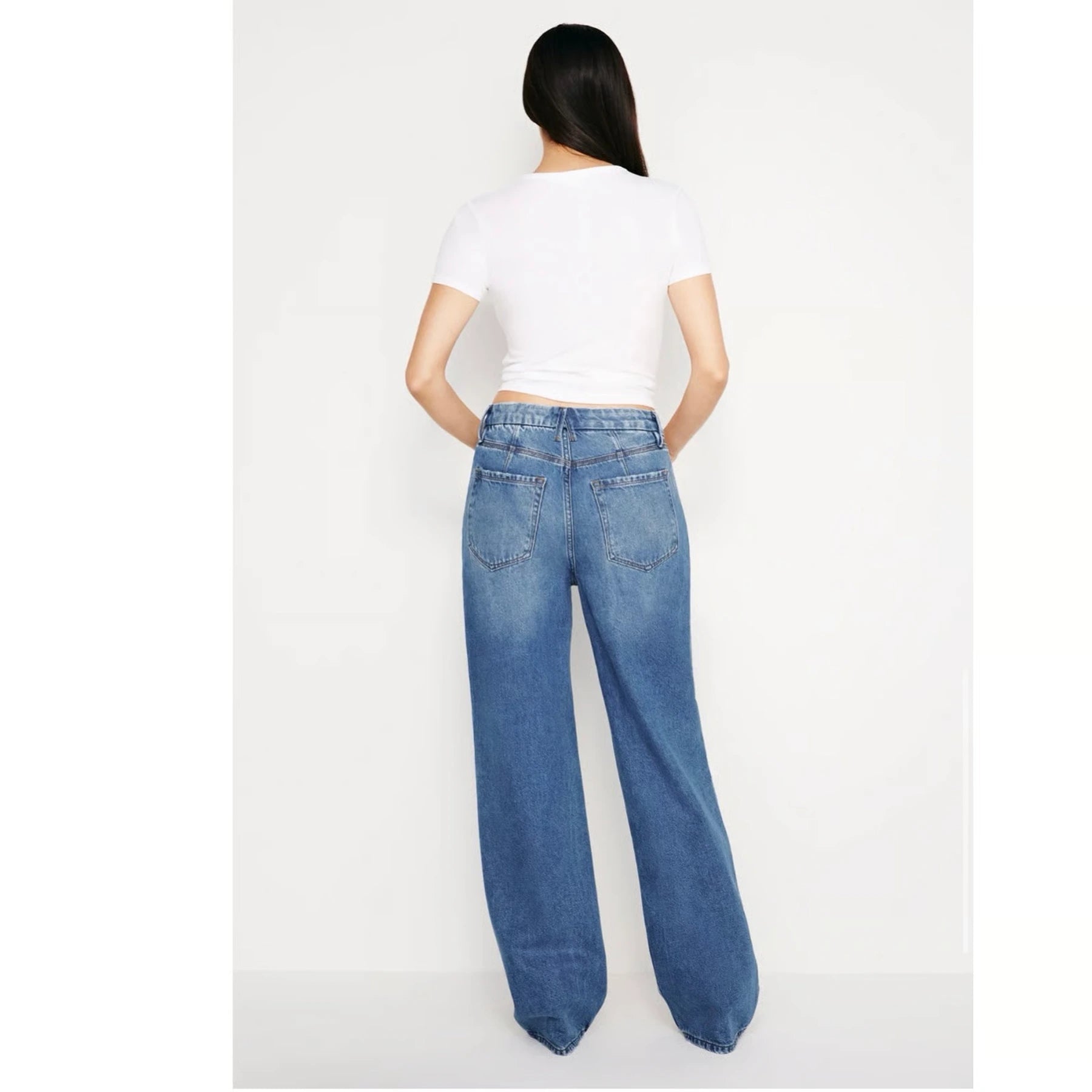 Mid Blue 90's Relaxed Wide Leg Jeans | Montivo Pakistan