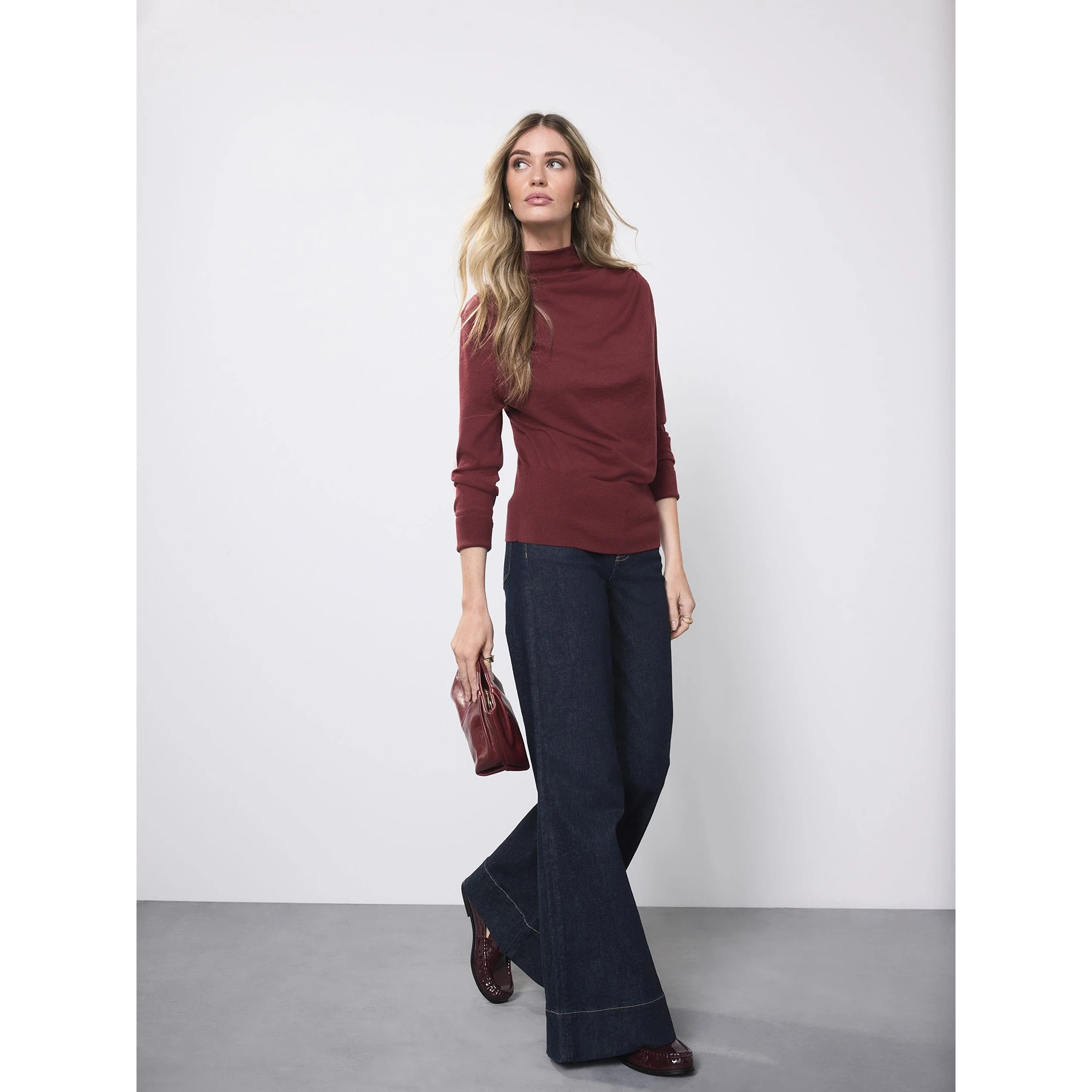 Rinse Blue High Rise Stretch Wide Leg Jeans | Montivo Pakistan